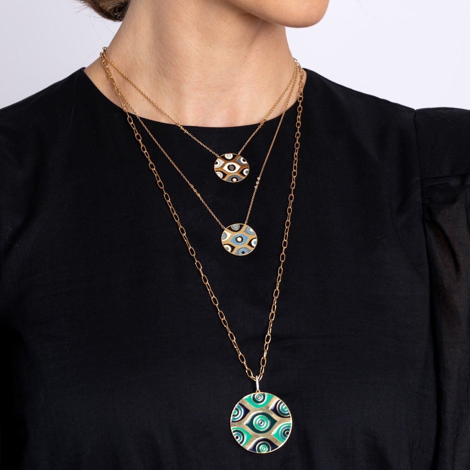 Carol Brodie Athena Evil Eye Medallion in Green