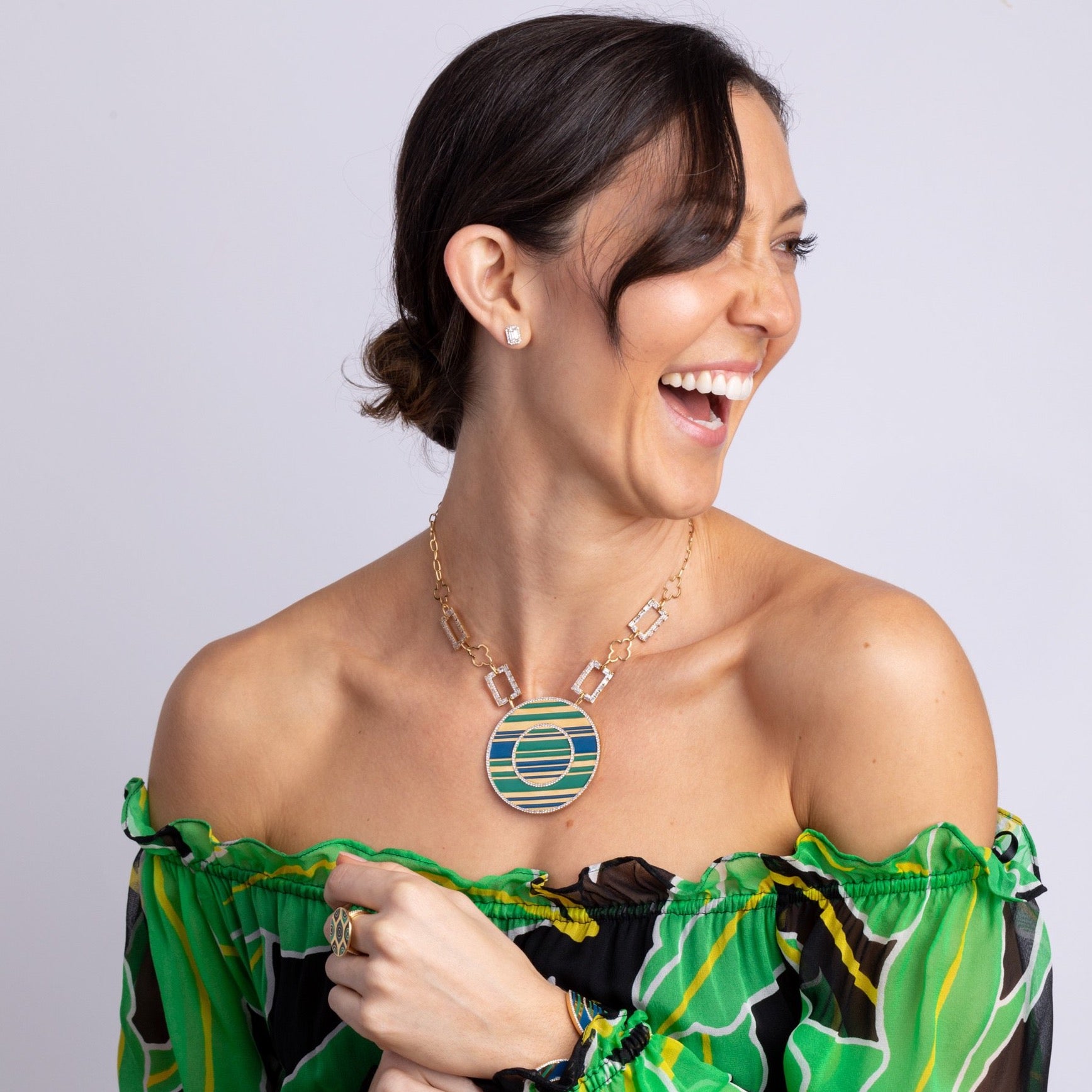 Carol Brodie Artemis Zeus Studs with White Zircon