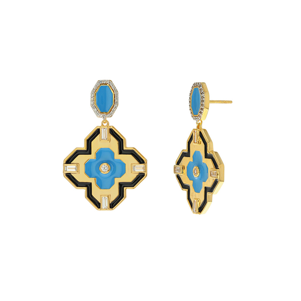 Carol Brodie Maia Hermes Lucky Clover Earrings in Blue