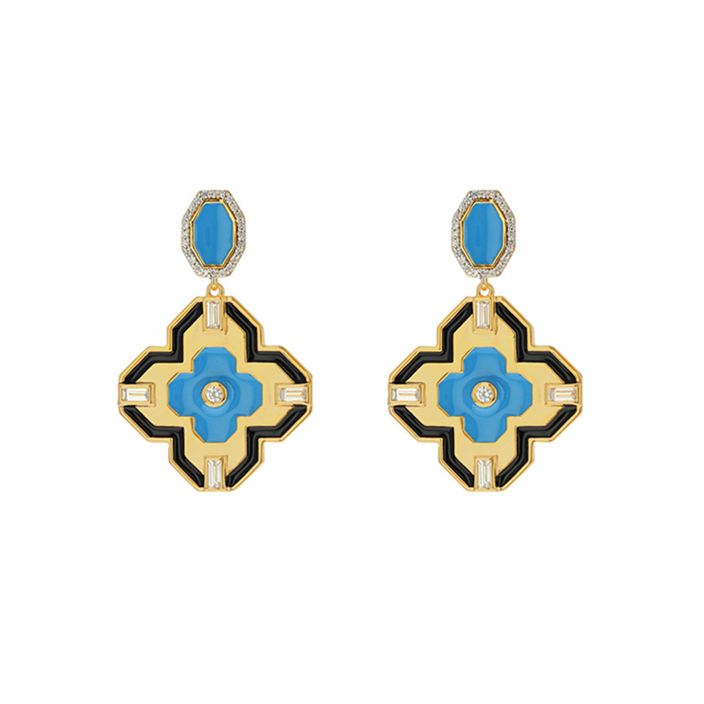Carol Brodie Maia Hermes Lucky Clover Earrings in Blue