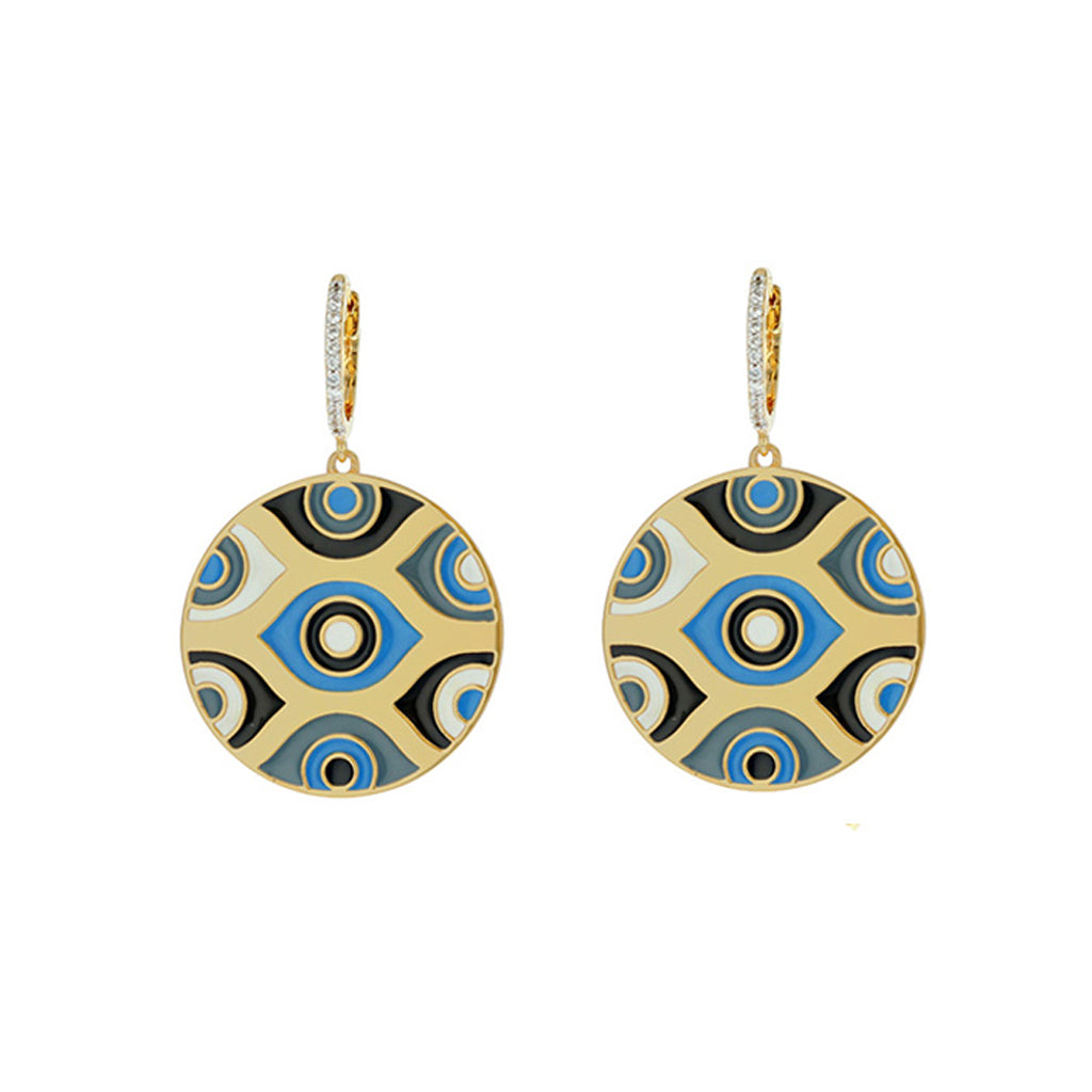 Carol Brodie Athena Evil Eye Earrings in Blue