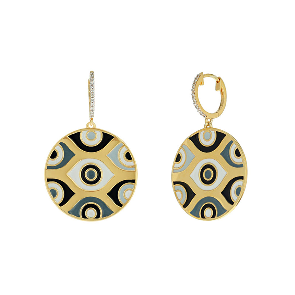 Carol Brodie Athena Evil Eye Earrings in White