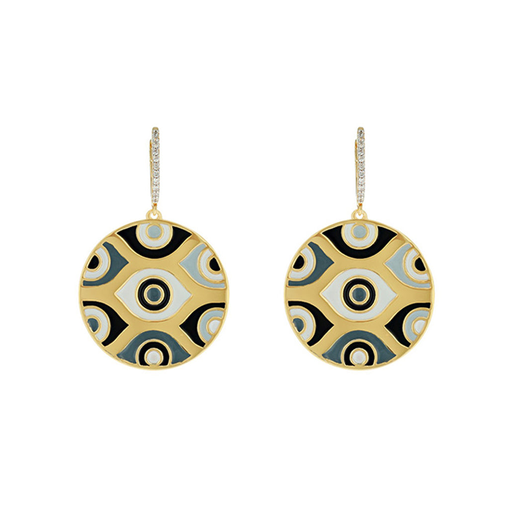 Carol Brodie Athena Evil Eye Earrings in White