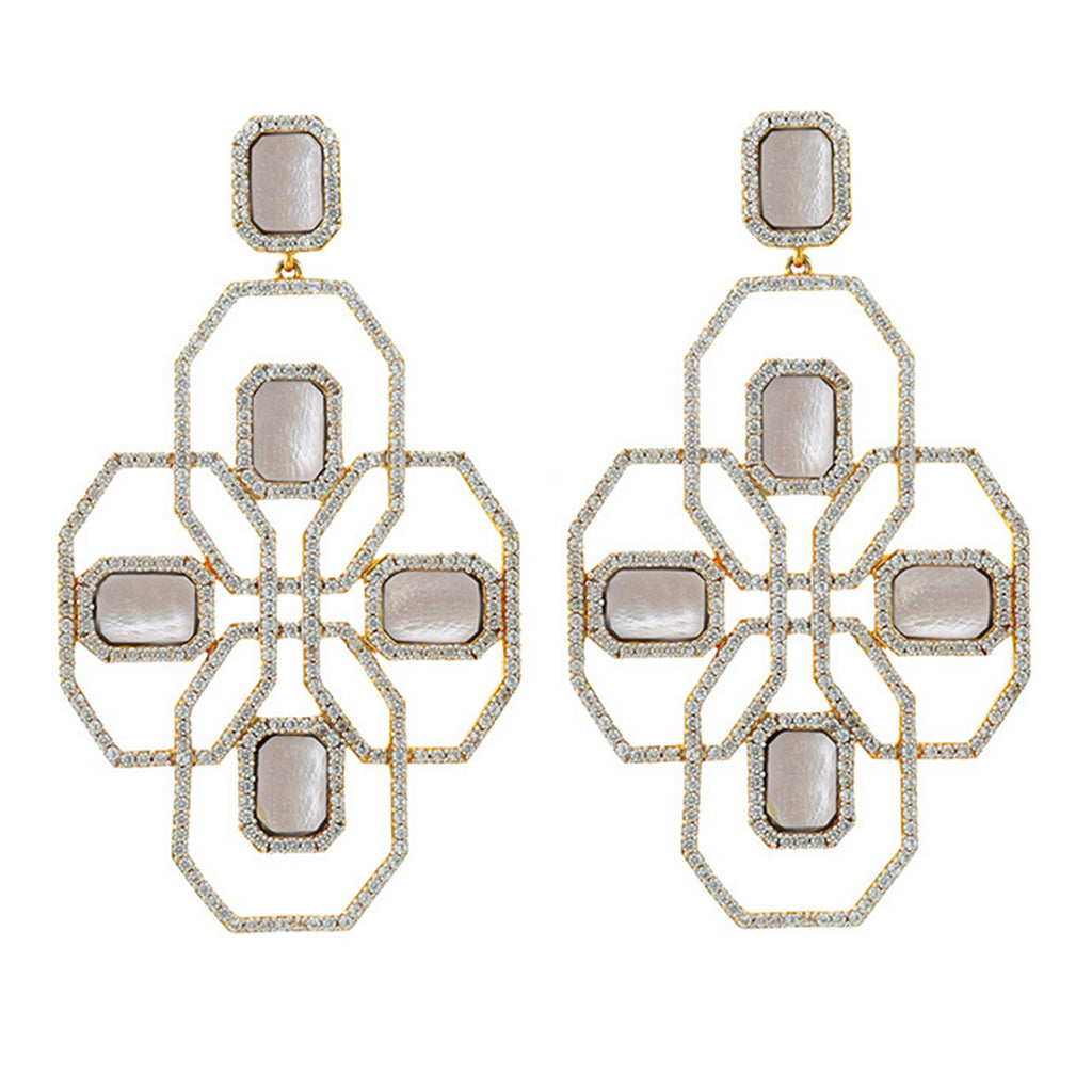 Carol Brodie Juno Shield Earring in Mother of Pearl