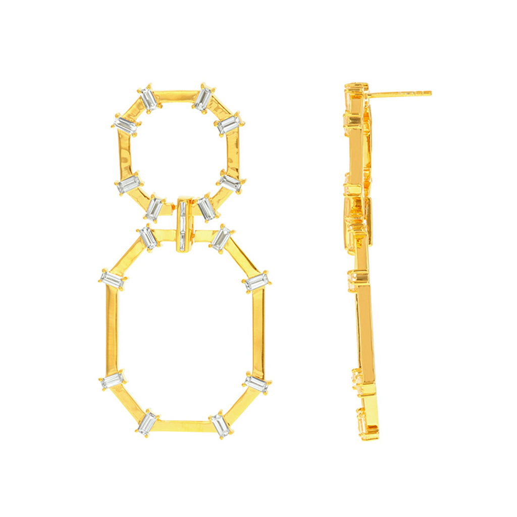 Carol Brodie Artemis Leto Earrings with White Zircon 