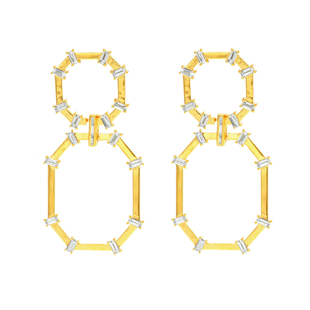 Carol Brodie Artemis Leto Earrings with White Zircon 