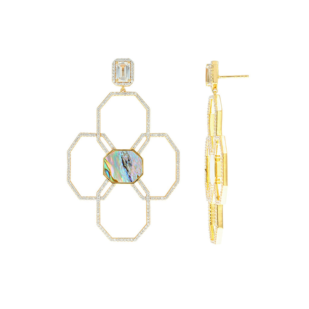 Carol Brodie Juno Flora Earring in Abalone with White Zircon