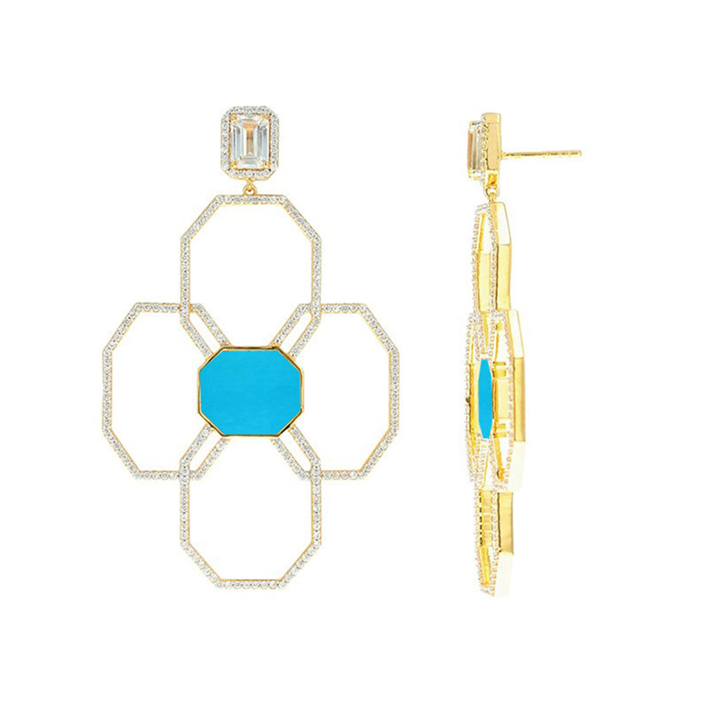 Carol Brodie Juno Flora Earring in Turquoise with White Zircon