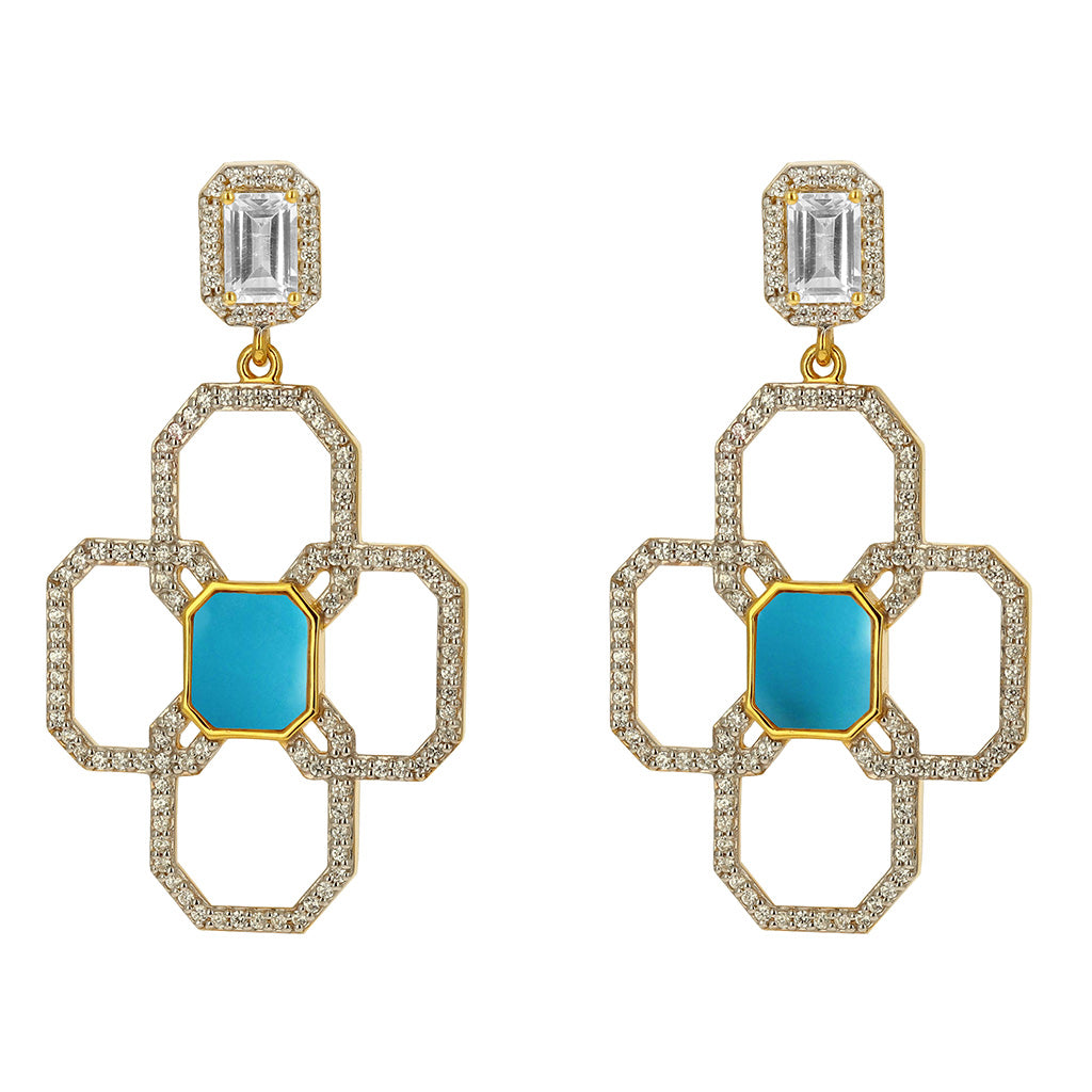 Carol Brodie Juno Flora Tous Le Jour Earring - Turquoise