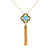 Maia Hermes Clover Tassel Necklace in Blue