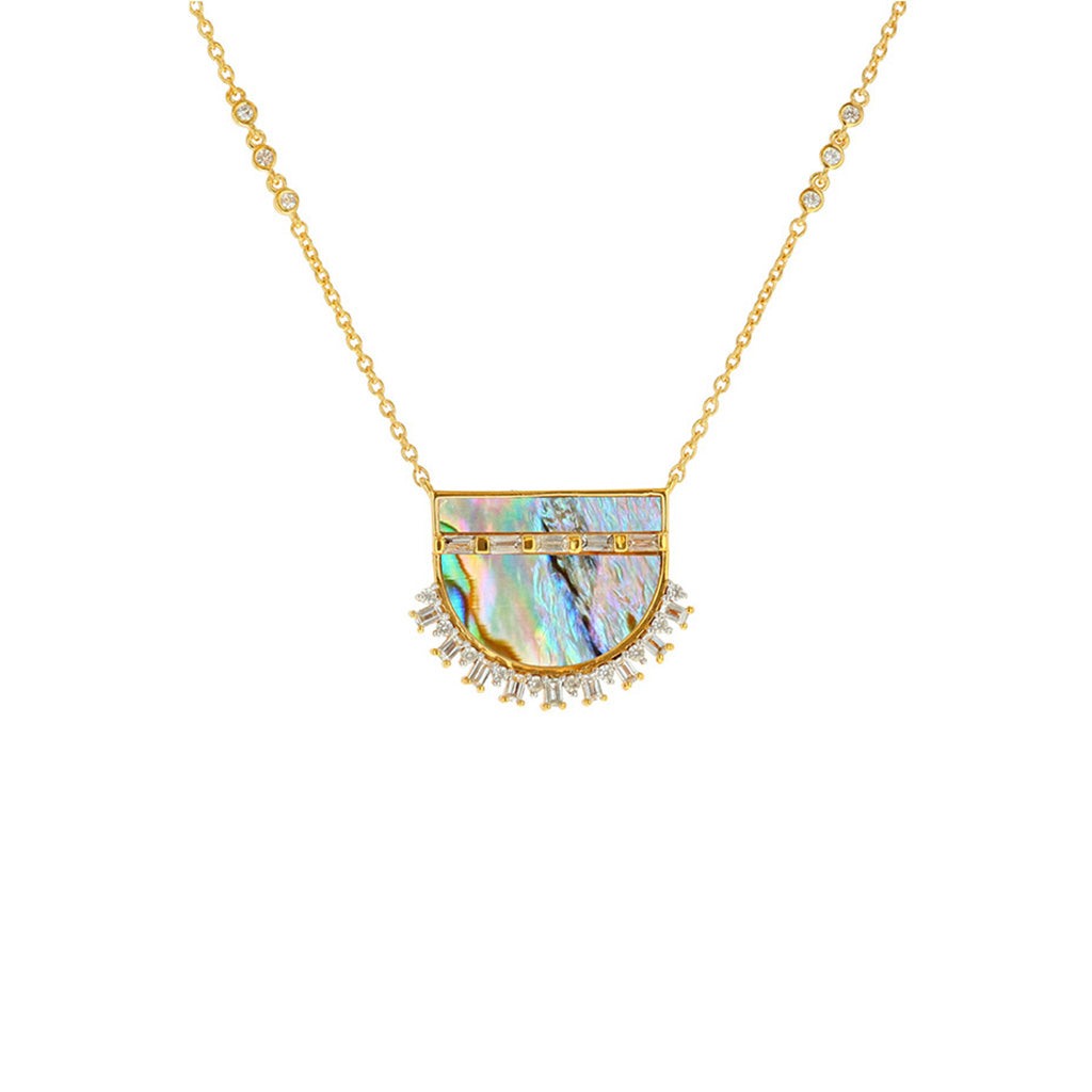 Carol Brodie Soteria Eleos Necklace in Abalone and White Zircon