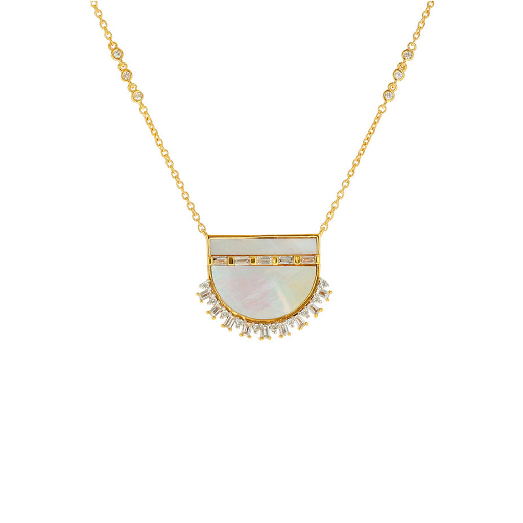 Carol Brodie Soteria Eleos Necklace in Mother of Pearl with White Zircon