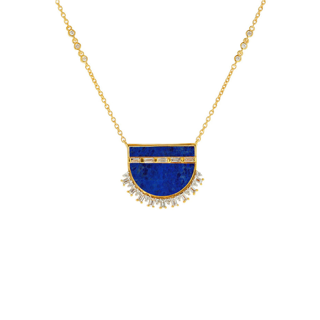 Carol Brodie Soteria Eleos Necklace in Lapis and White Zircon
