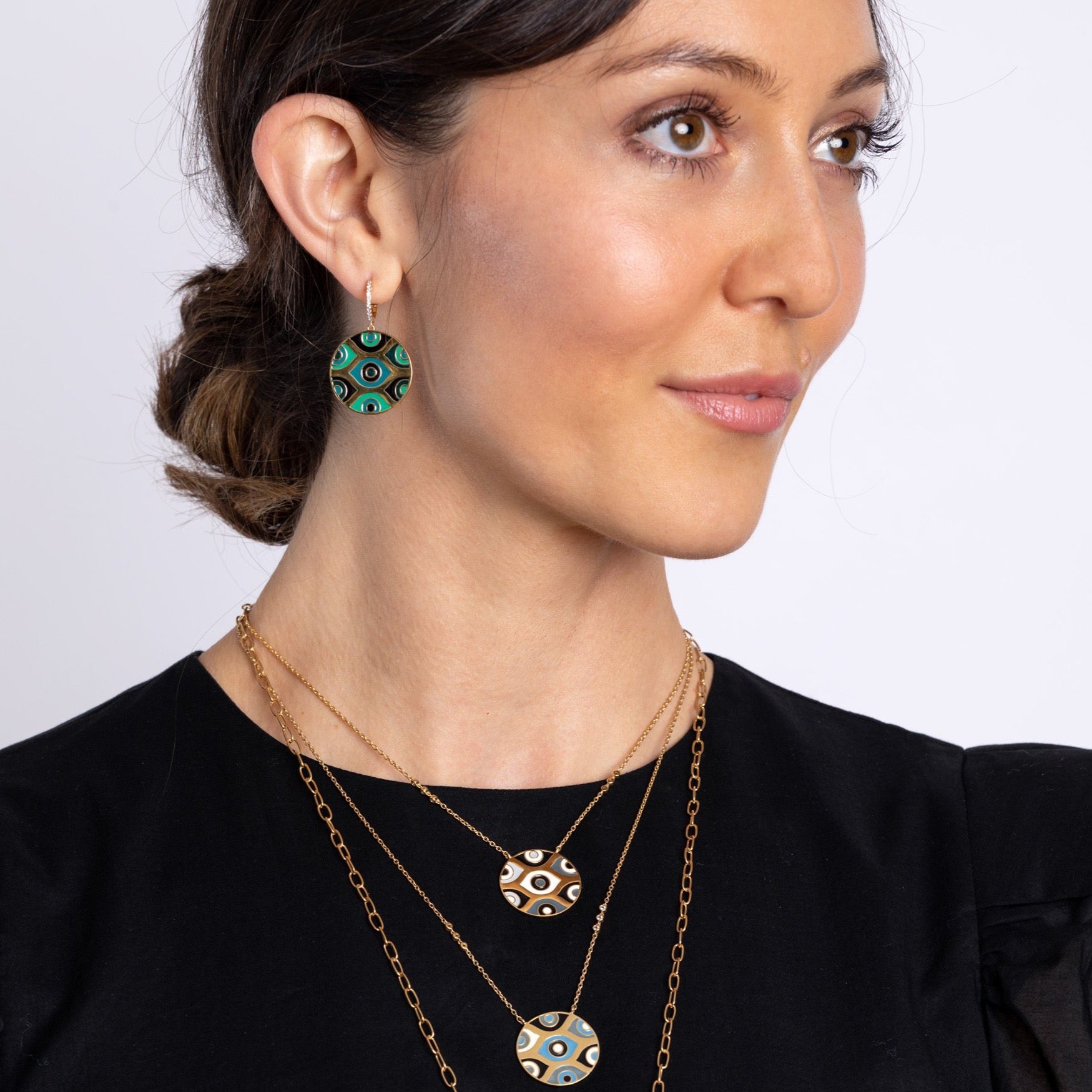 Carol Brodie Athena Evil Eye Earrings in Blue