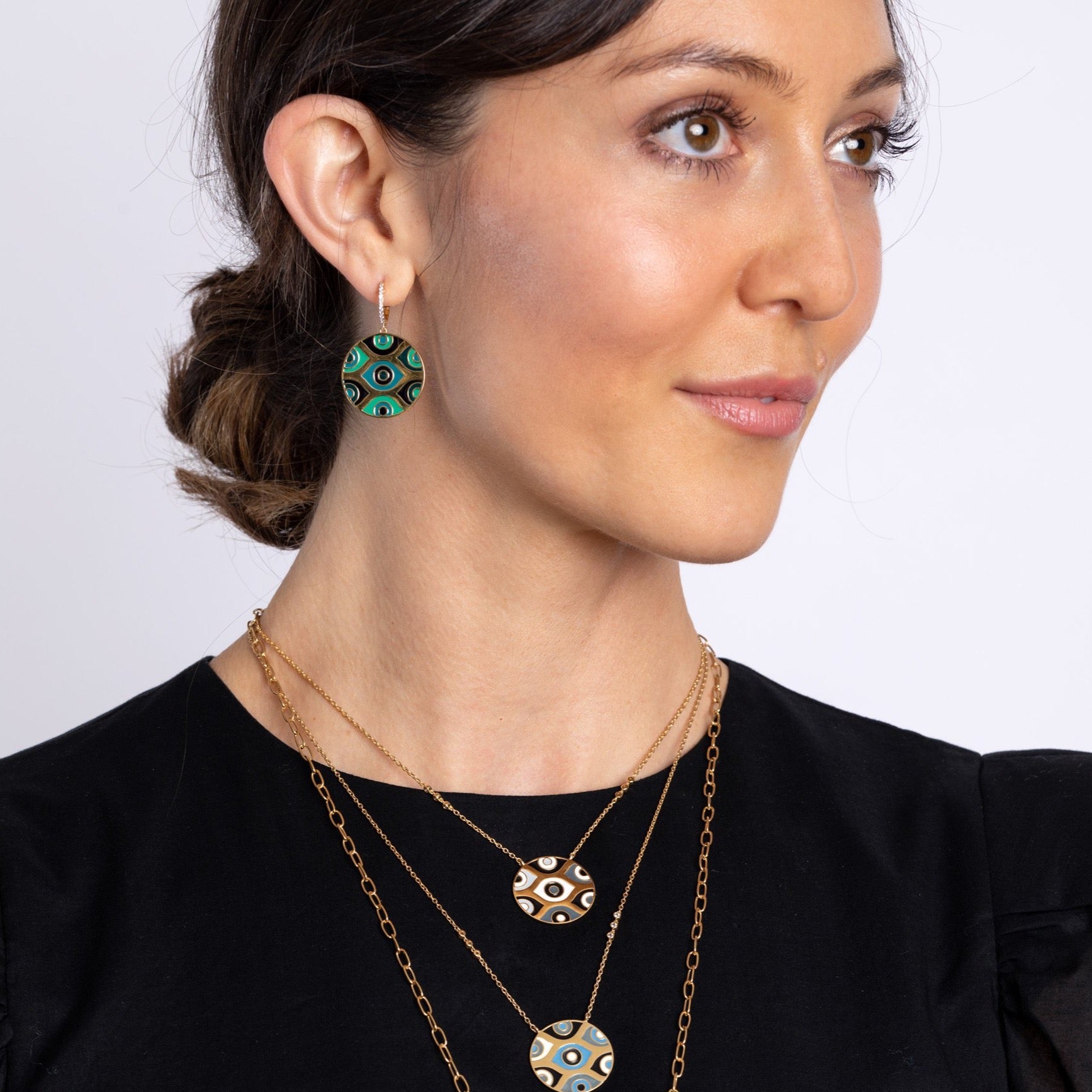 Carol Brodie Athena Evil Eye Earrings in White