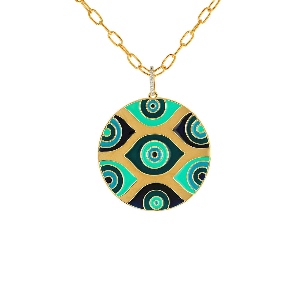 Carol Brodie Athena Evil Eye Medallion in Green