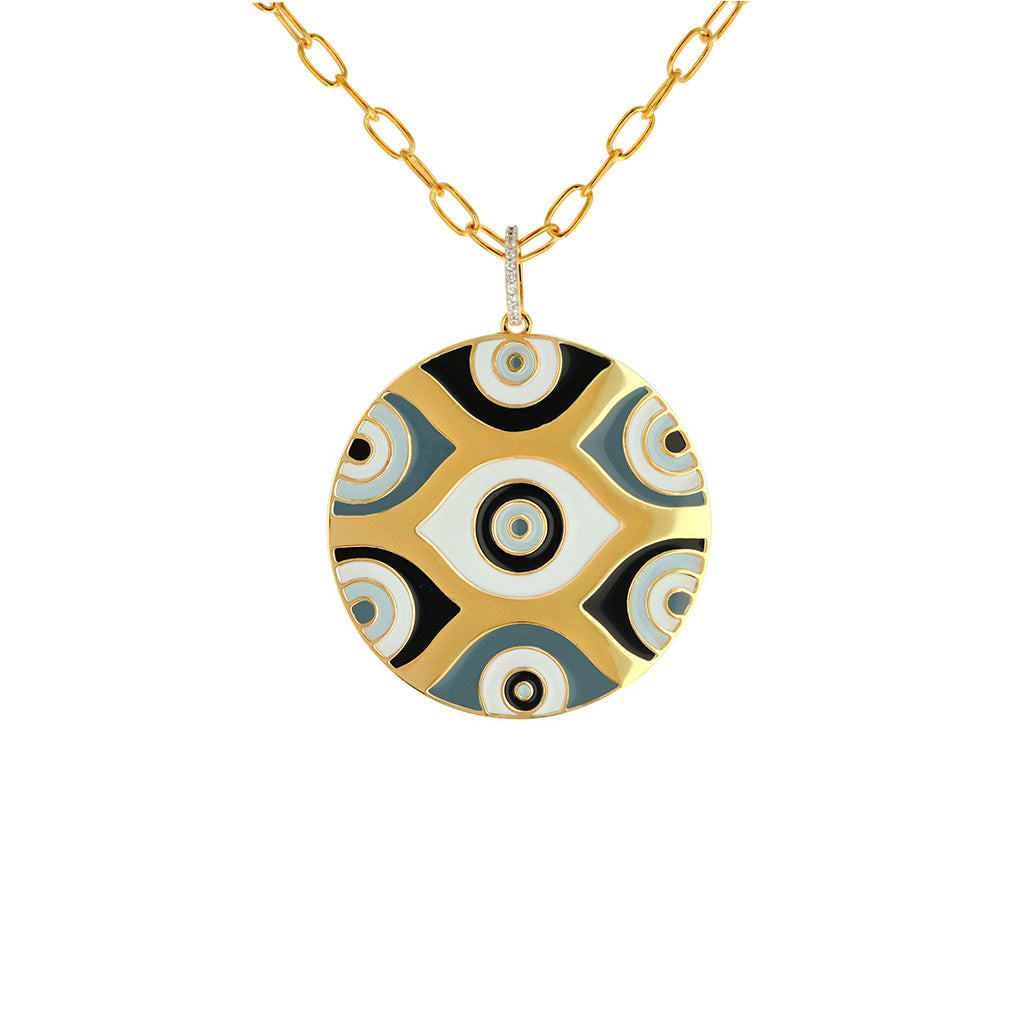 Carol Brodie Athena Evil Eye Medallion in White
