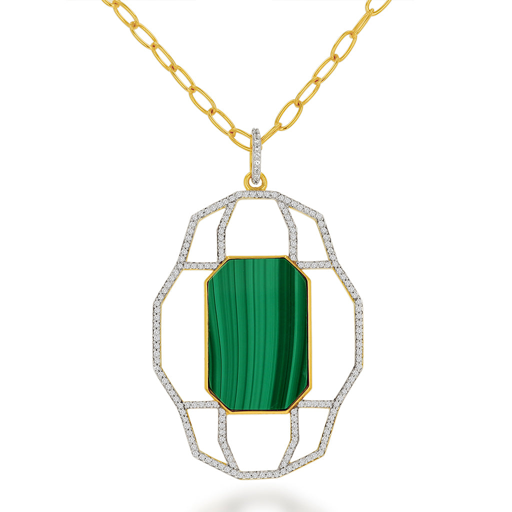 Carol Brodie Juno Roman Medallion Pendant - Malachite