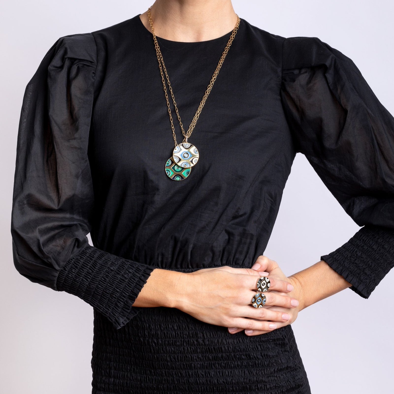 Carol Brodie Athena Evil Eye Ring in Blue 