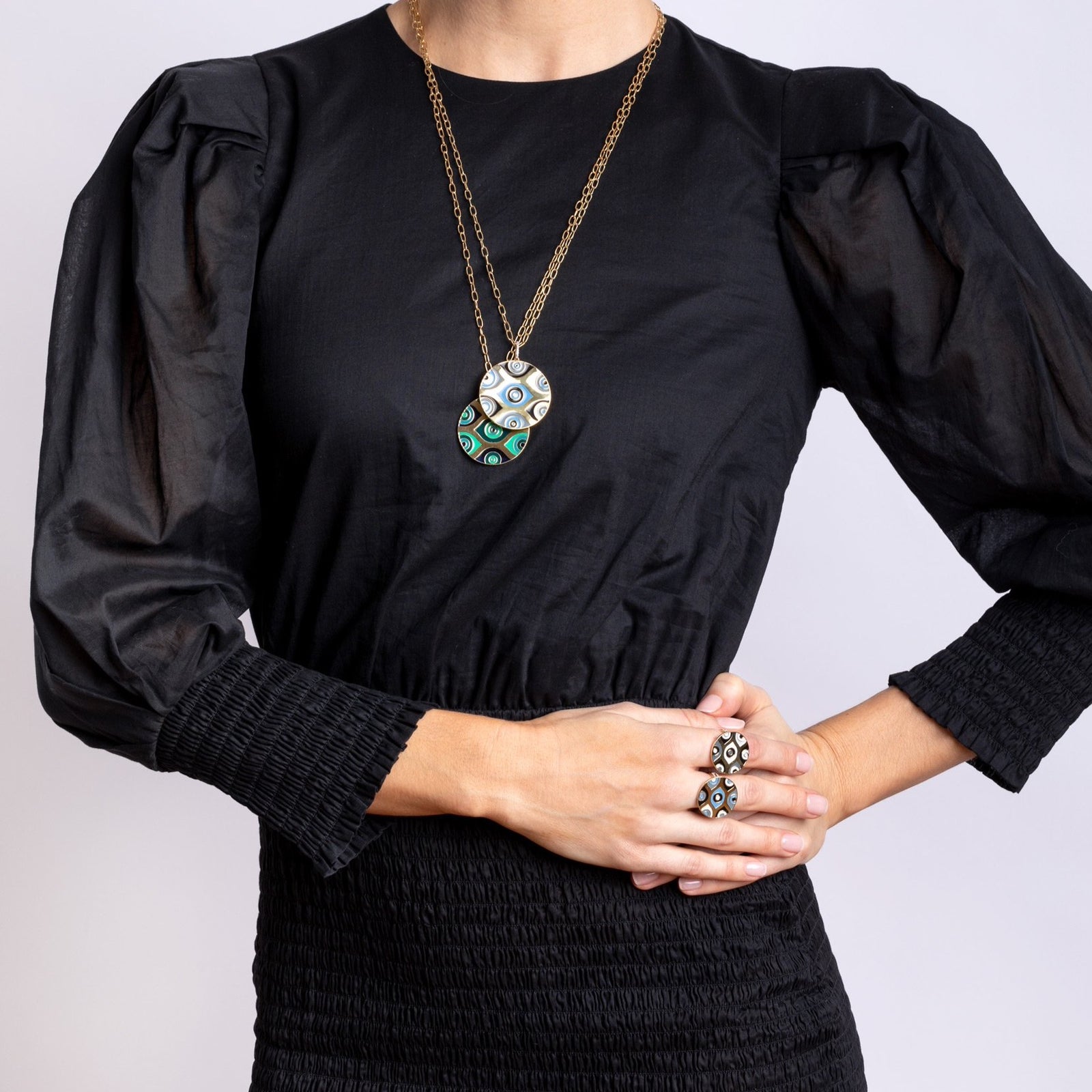 Carol Brodie Athena Evil Eye Medallion in White