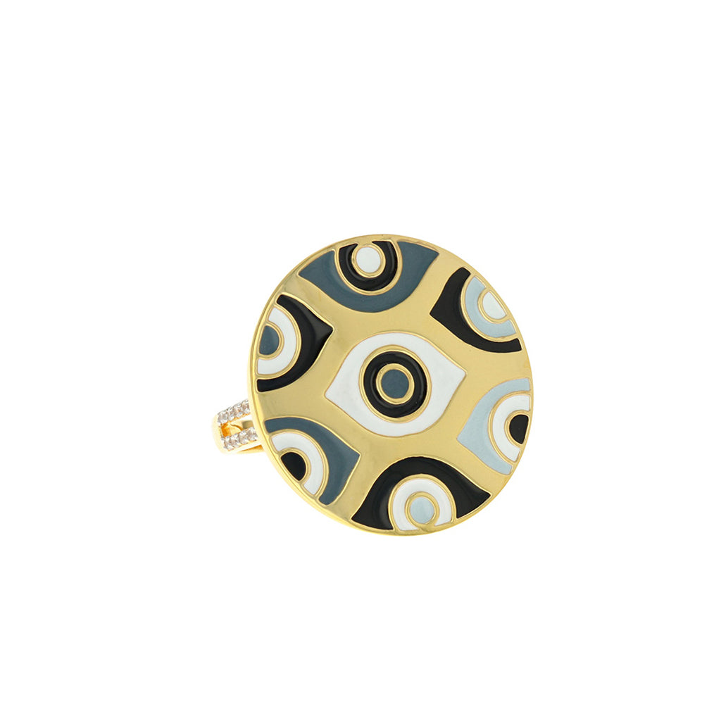 Carol Brodie Athena Evil Eye Ring in White