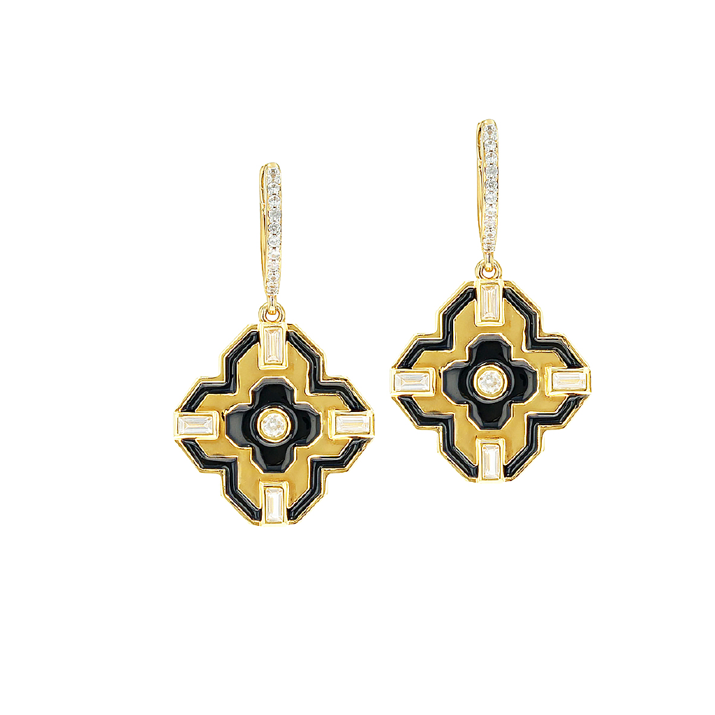 Carol Brodie Maia Hermes Lucky Clover Earring - Black - Carol