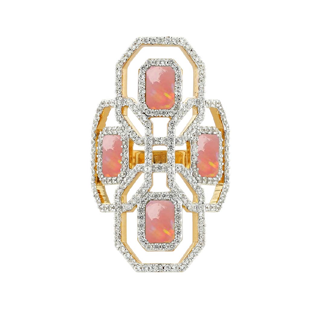 Juno Shield Ring - Pink Opal
