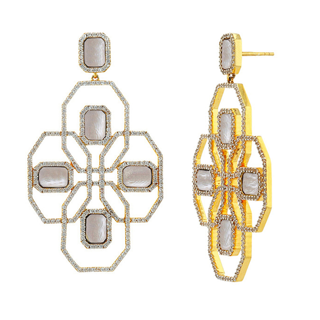 Carol Brodie Juno Shield Earring in Mother of Pearl