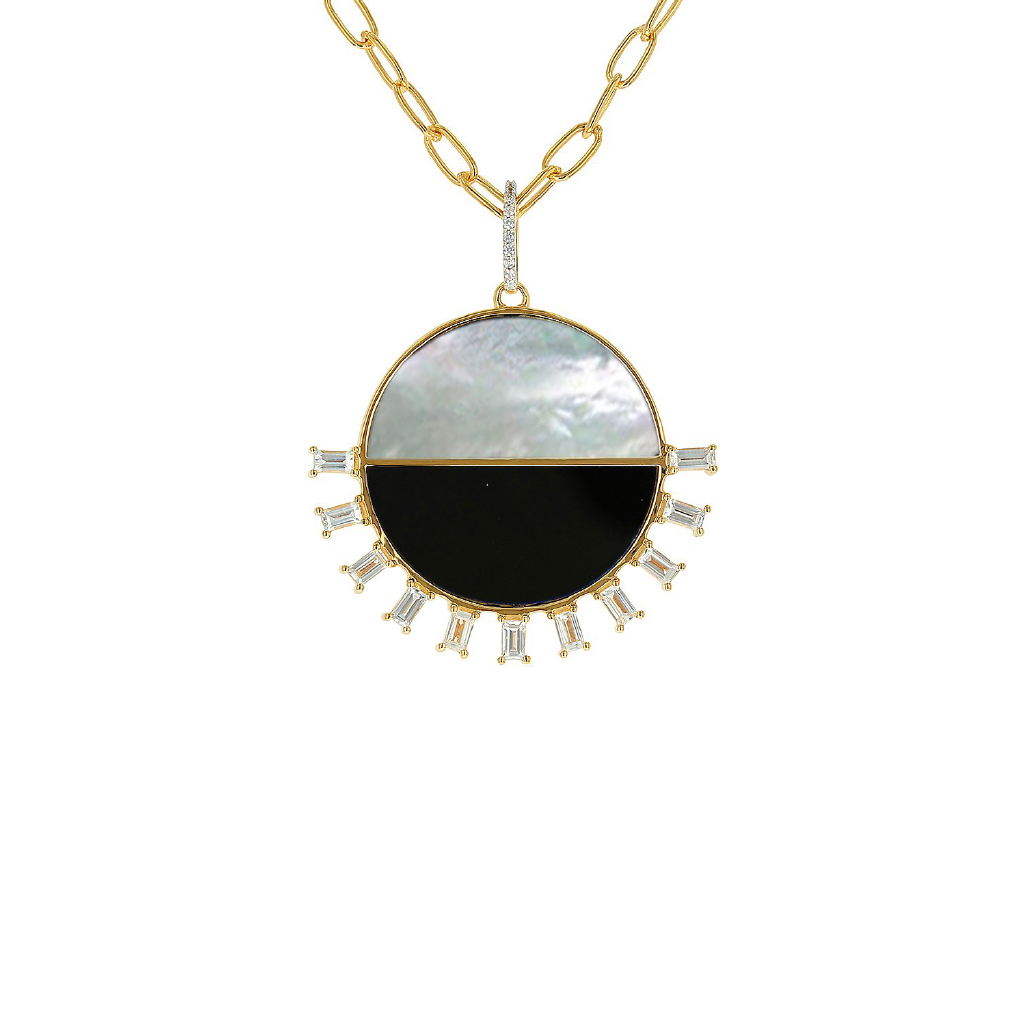 Carol Brodie Soteria Libra Pendant in Black Onyx and Mother Pearl