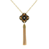 Maia Hermes Clover Tassel Necklace in Black